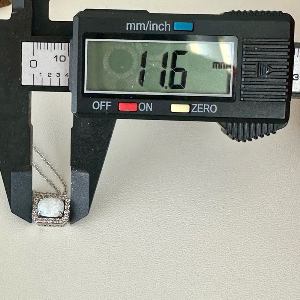 Lab Created White Opal Rectangle Shape Pendent 18… - image 4